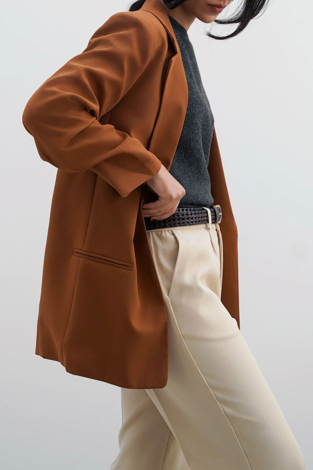 BASIC BLAZER WITH RUCHED SLEEVE